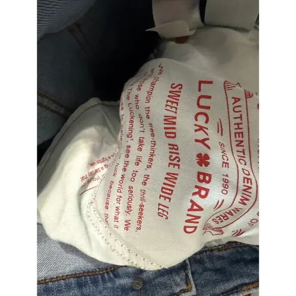 Lucky Brand Mid Rise Sweet Wide Leg Jeans Women's 14/32 Moonlit Mist Wash New - Picture 11 of 15